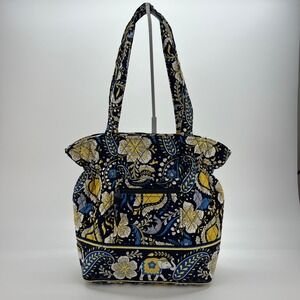 Vera Bradley Indigo Pop Quilted Cotton Tote Bag Floral Elephant Blue Yellow